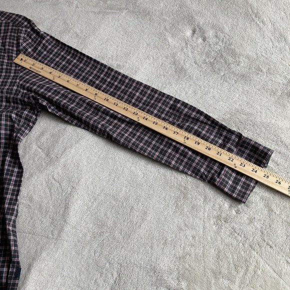 John‎ Varvatos Shirt Mens Large Button Up Black/Red/White Plaid Star USA - Picture 5 of 7